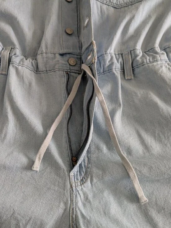 Levis Heritage Romper Women's XXL Blue Light Wash Short Sleeve Cinch Belt Loops - Picture 11 of 15